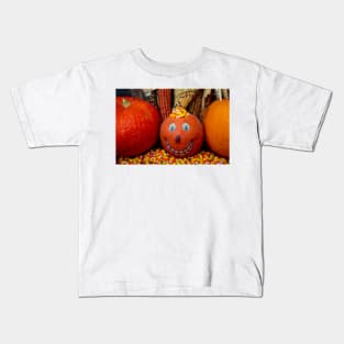 Halloween Smiling Pumpkin With Candy Kids T-Shirt